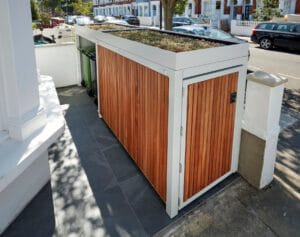 Mews One, 2.4m — sapele cladding, sedum roof